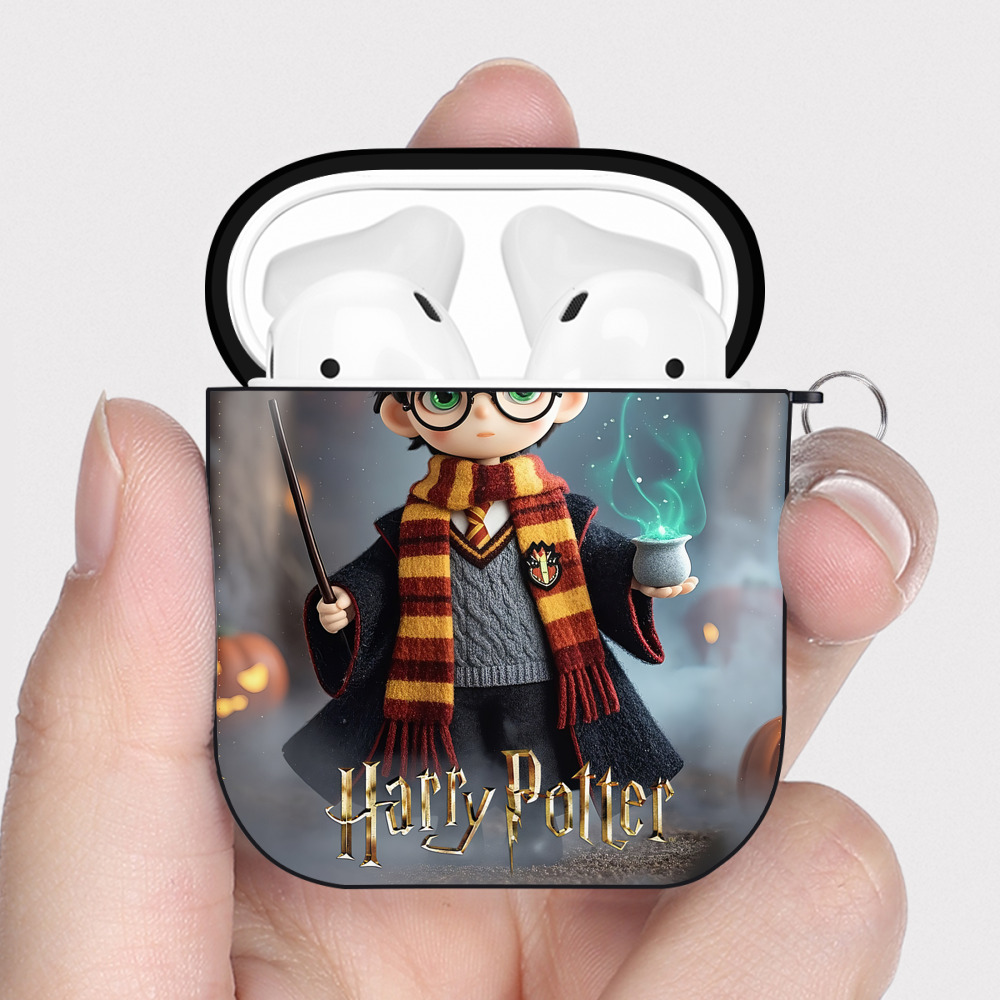 （画像用） Harry Potter ハリー・ポッターシリーズ AirPods 第2世代保護ケース ハードシェル ブラック 耐衝撃・防指紋・カラビナ付き
