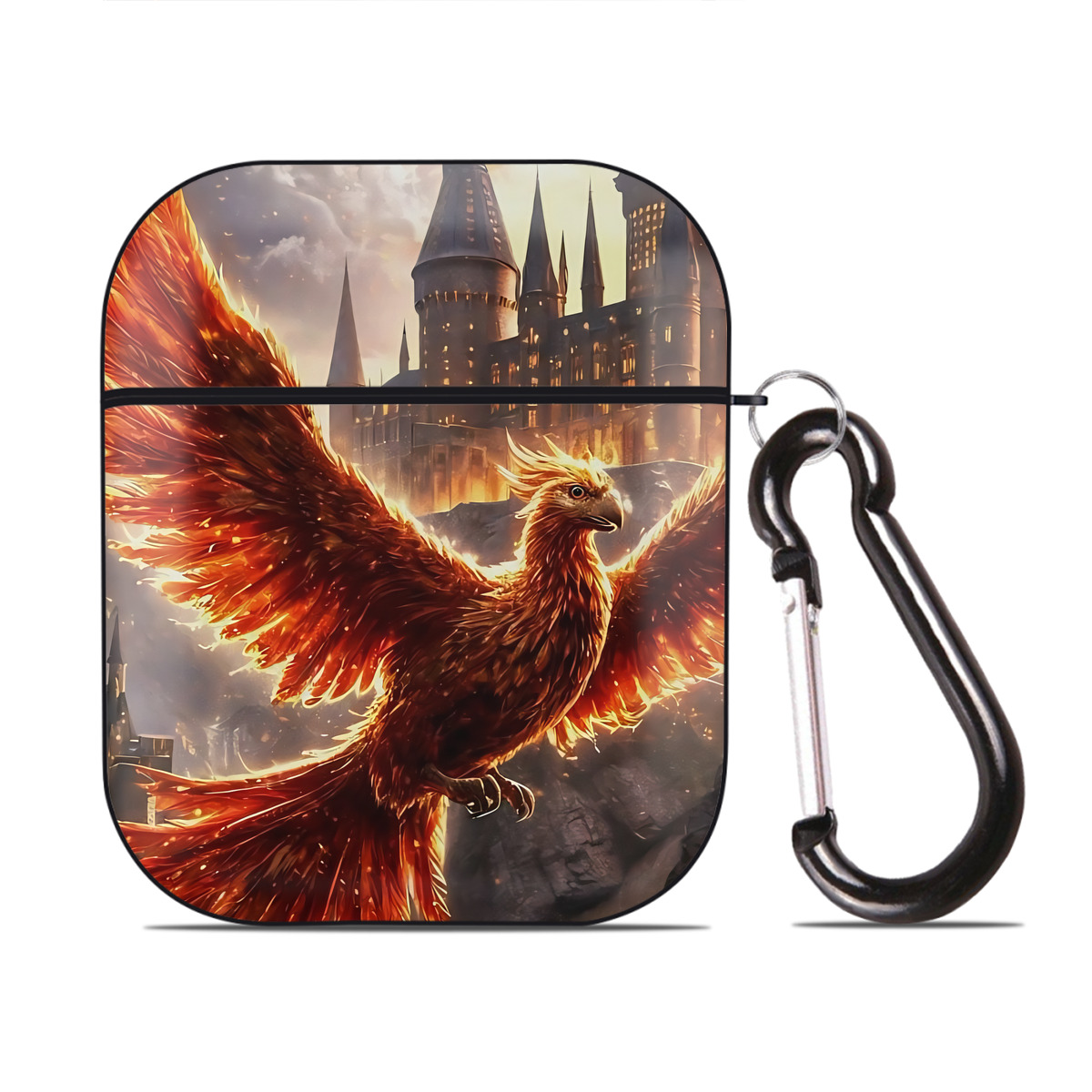 （画像用） Harry Potter ハリー・ポッターシリーズ AirPods 第2世代保護ケース ハードシェル ブラック 耐衝撃・防指紋・カラビナ付き