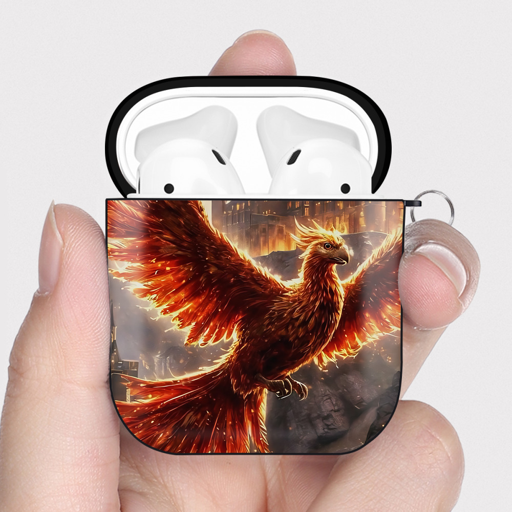 （画像用） Harry Potter ハリー・ポッターシリーズ AirPods 第2世代保護ケース ハードシェル ブラック 耐衝撃・防指紋・カラビナ付き