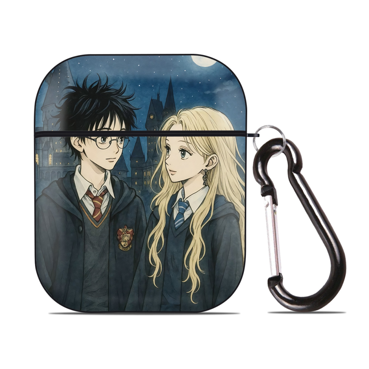（画像用） Harry Potter ハリー・ポッターシリーズ AirPods 第2世代保護ケース ハードシェル ブラック 耐衝撃・防指紋・カラビナ付き