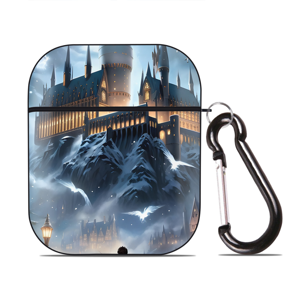 （画像用） Harry Potter ハリー・ポッターシリーズ AirPods 第2世代保護ケース ハードシェル ブラック 耐衝撃・防指紋・カラビナ付き