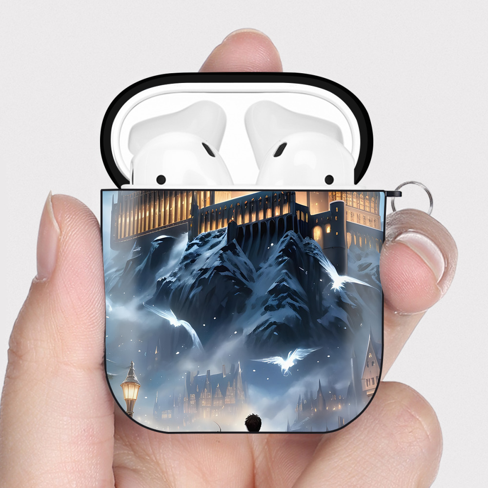 （画像用） Harry Potter ハリー・ポッターシリーズ AirPods 第2世代保護ケース ハードシェル ブラック 耐衝撃・防指紋・カラビナ付き