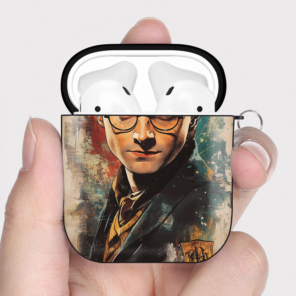 （画像用） Harry Potter ハリー・ポッターシリーズ AirPods 第2世代保護ケース ハードシェル ブラック 耐衝撃・防指紋・カラビナ付き