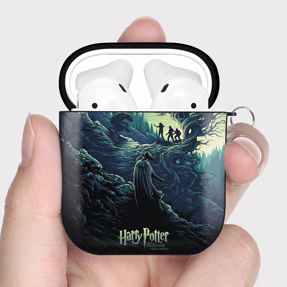 （画像用） Harry Potter ハリー・ポッターシリーズ AirPods 第2世代保護ケース ハードシェル ブラック 耐衝撃・防指紋・カラビナ付き