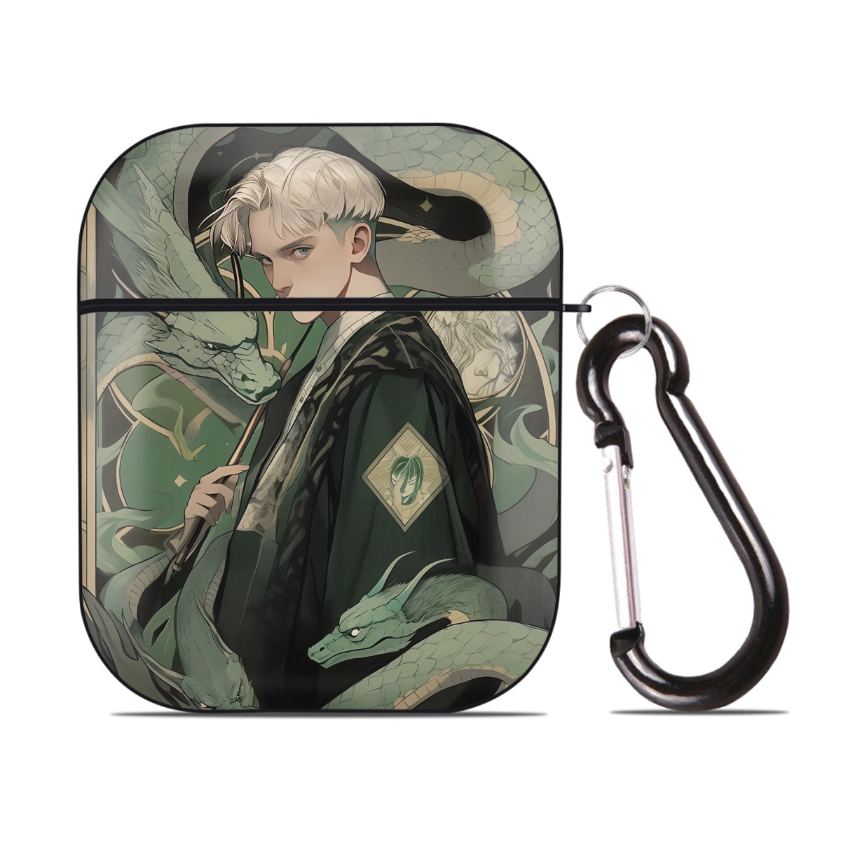 （画像用） Harry Potter ハリー・ポッターシリーズ AirPods 第2世代保護ケース ハードシェル ブラック 耐衝撃・防指紋・カラビナ付き