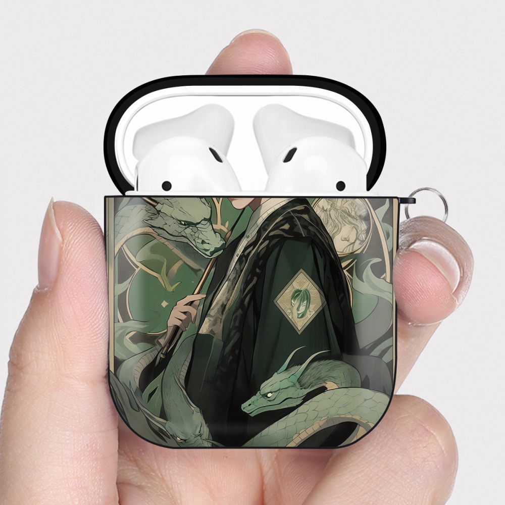 （画像用） Harry Potter ハリー・ポッターシリーズ AirPods 第2世代保護ケース ハードシェル ブラック 耐衝撃・防指紋・カラビナ付き