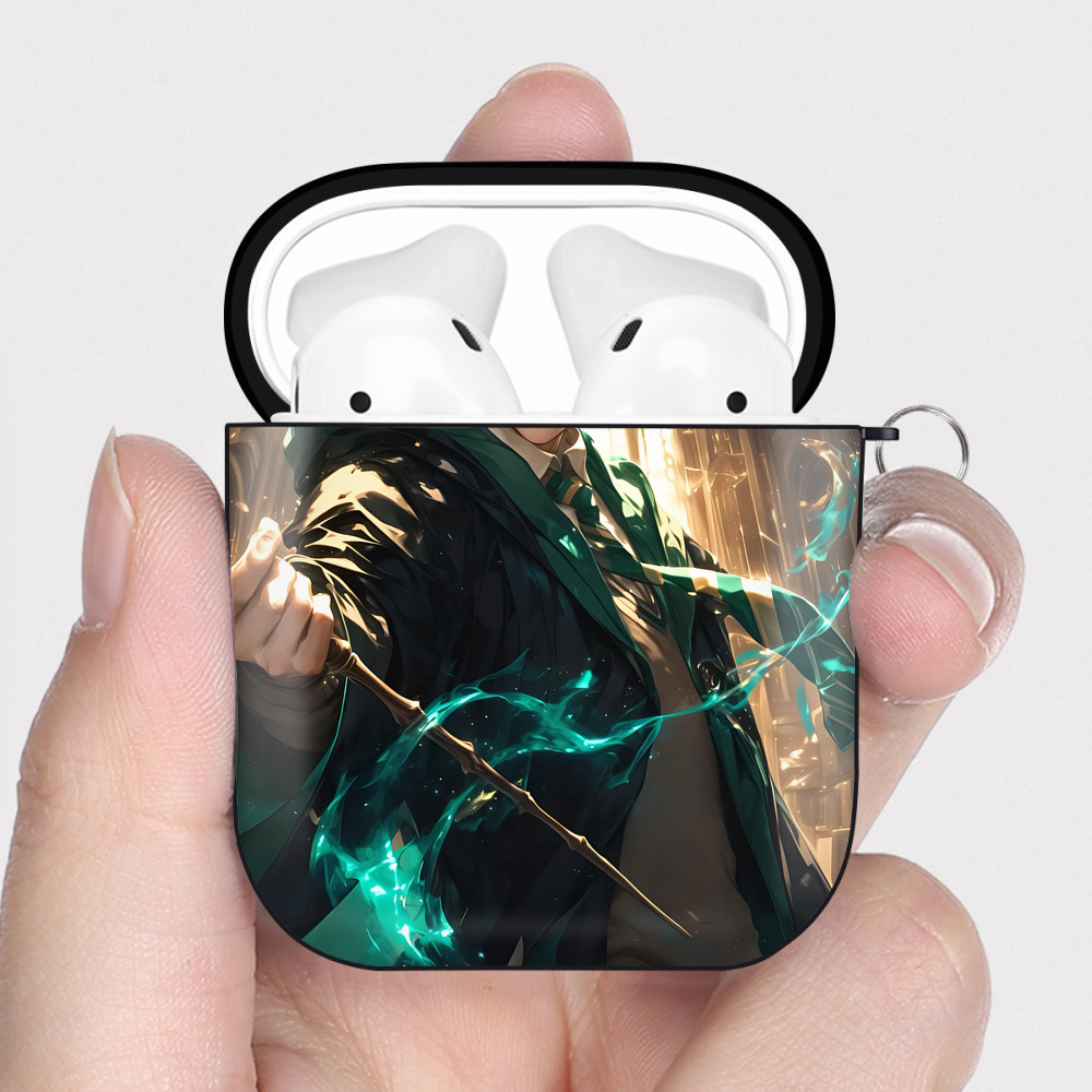 （画像用） Harry Potter ハリー・ポッターシリーズ AirPods 第2世代保護ケース ハードシェル ブラック 耐衝撃・防指紋・カラビナ付き