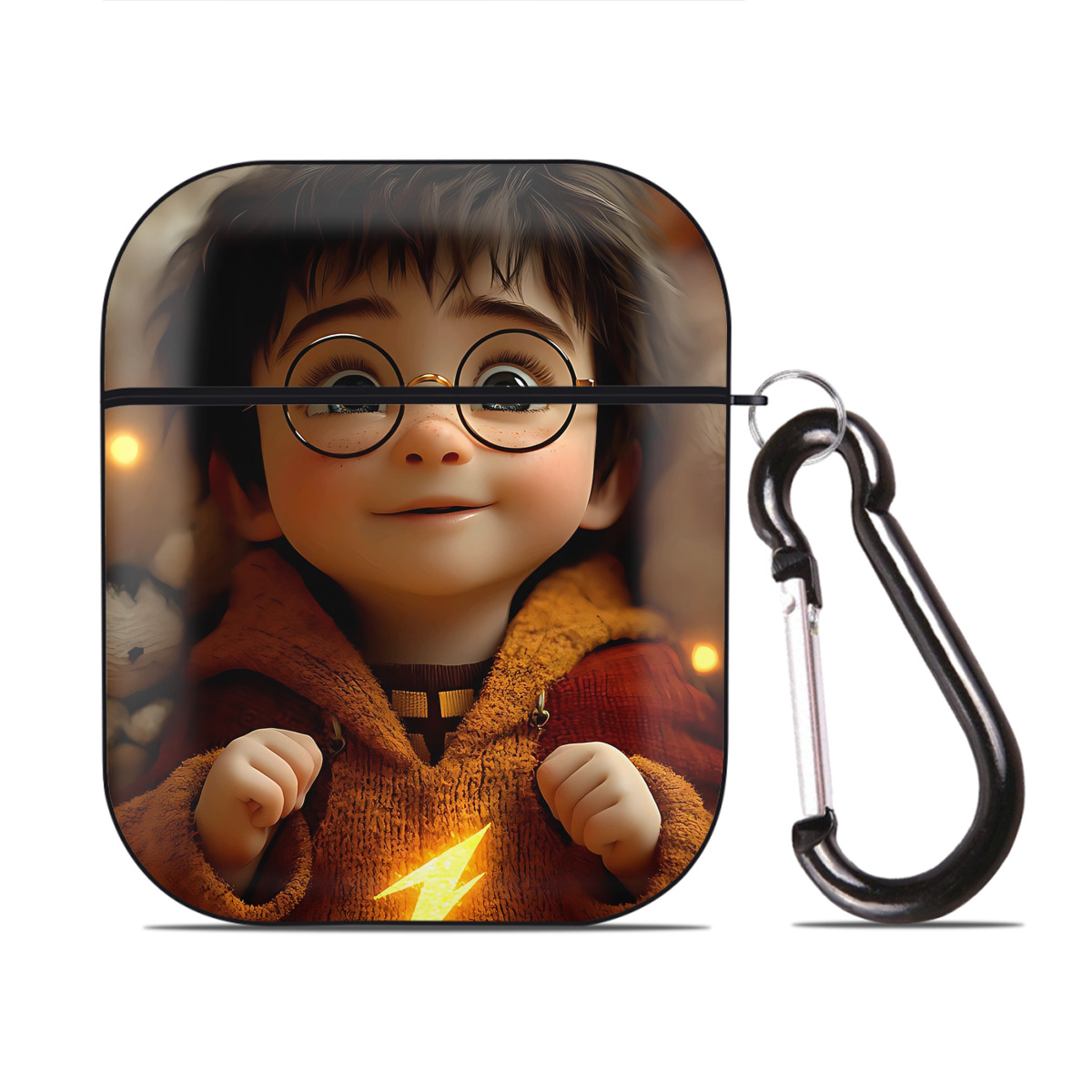 （画像用） Harry Potter ハリー・ポッターシリーズ AirPods 第2世代保護ケース ハードシェル ブラック 耐衝撃・防指紋・カラビナ付き