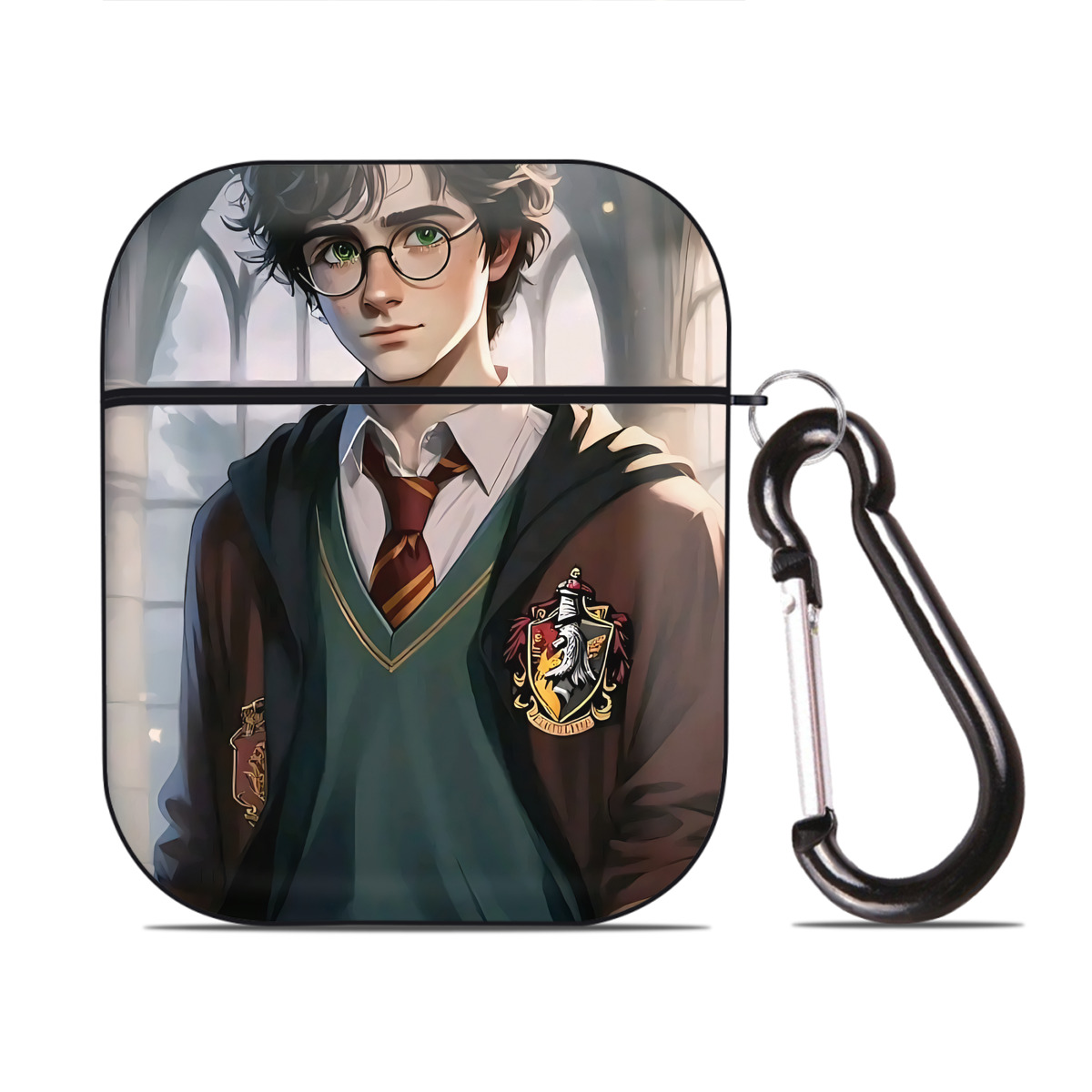 （画像用） Harry Potter ハリー・ポッターシリーズ AirPods 第2世代保護ケース ハードシェル ブラック 耐衝撃・防指紋・カラビナ付き