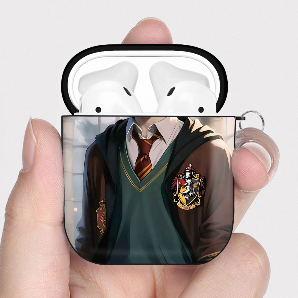 （画像用） Harry Potter ハリー・ポッターシリーズ AirPods 第2世代保護ケース ハードシェル ブラック 耐衝撃・防指紋・カラビナ付き