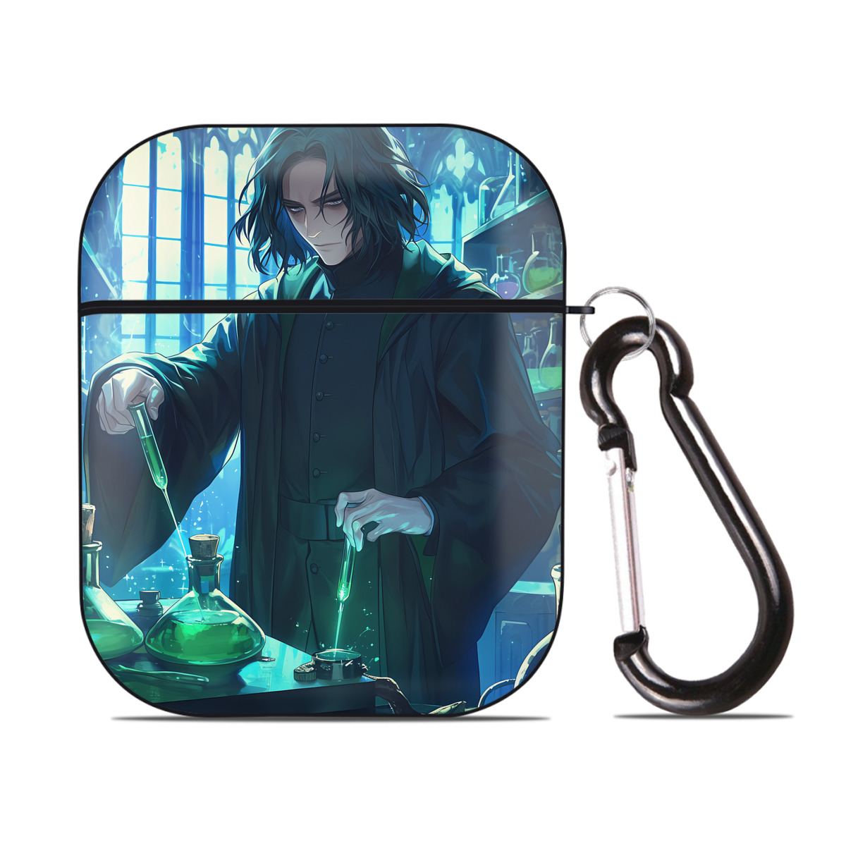 （画像用） Harry Potter ハリー・ポッターシリーズ AirPods 第2世代保護ケース ハードシェル ブラック 耐衝撃・防指紋・カラビナ付き