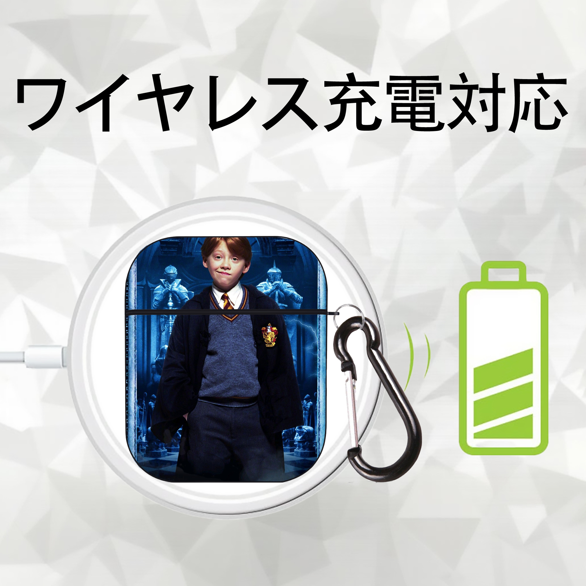 Harry Potter ハリー・ポッターシリーズ AirPods 第2世代保護ケース ハードシェル ブラック 耐衝撃・防指紋・カラビナ付き