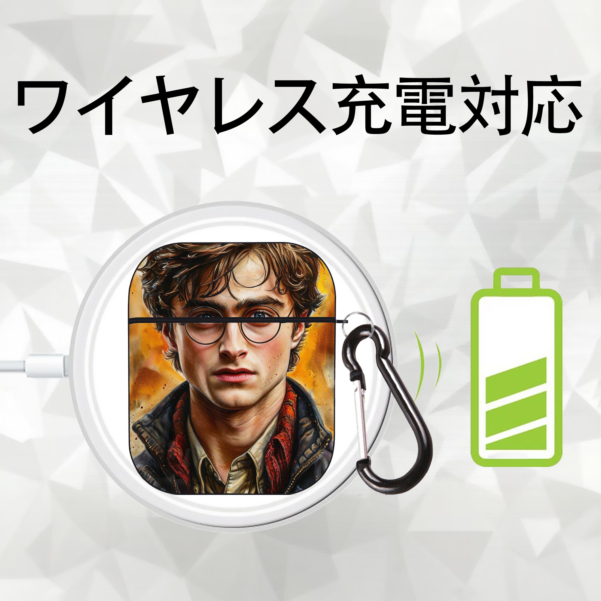 Harry Potter ハリー・ポッターシリーズ AirPods 第2世代保護ケース ハードシェル ブラック 耐衝撃・防指紋・カラビナ付き