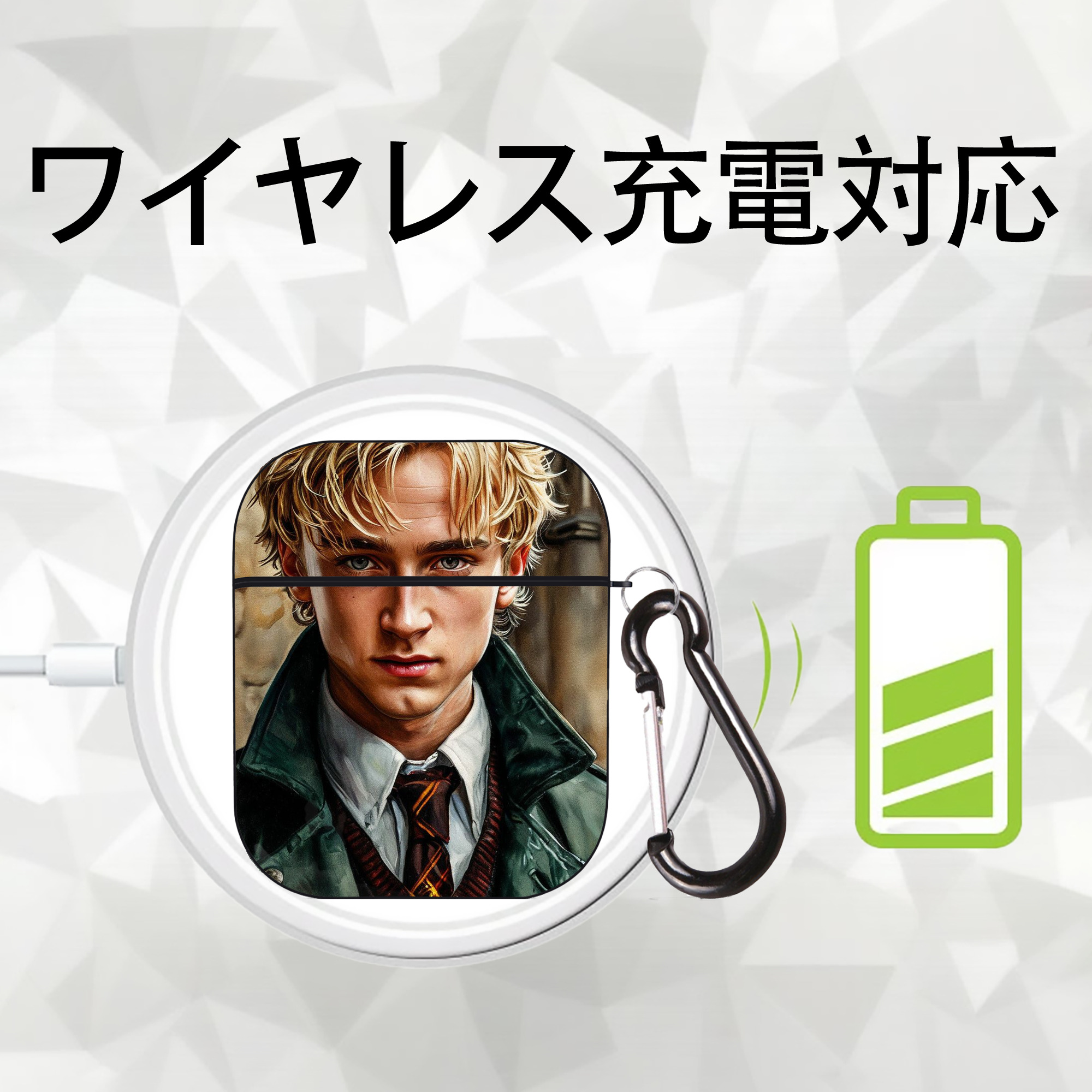 Harry Potter ハリー・ポッターシリーズ AirPods 第2世代保護ケース ハードシェル ブラック 耐衝撃・防指紋・カラビナ付き