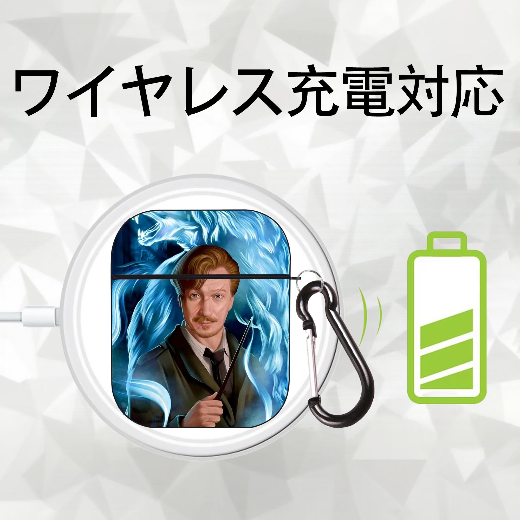 Harry Potter ハリー・ポッターシリーズ AirPods 第2世代保護ケース ハードシェル ブラック 耐衝撃・防指紋・カラビナ付き