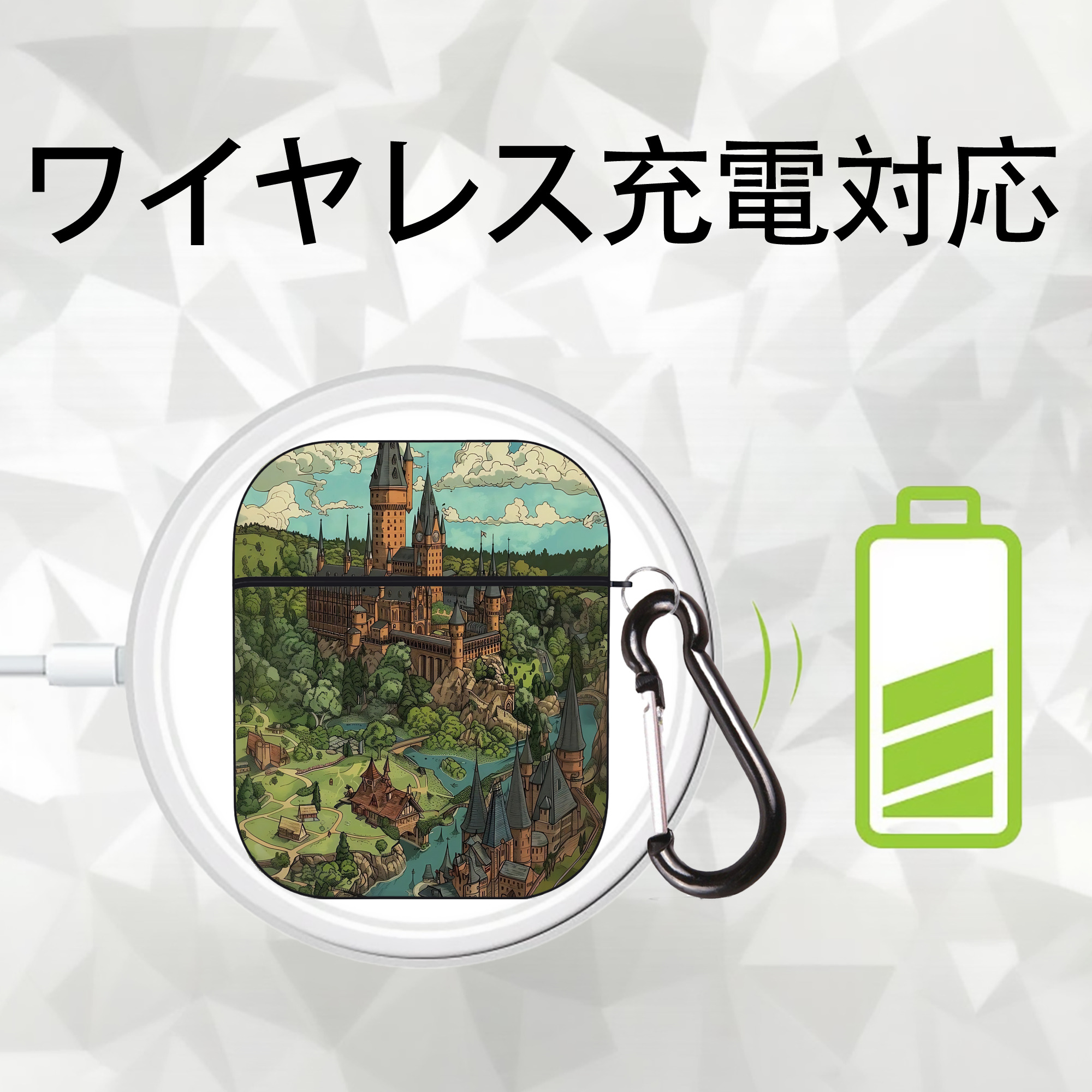 Harry Potter ハリー・ポッターシリーズ AirPods 第2世代保護ケース ハードシェル ブラック 耐衝撃・防指紋・カラビナ付き