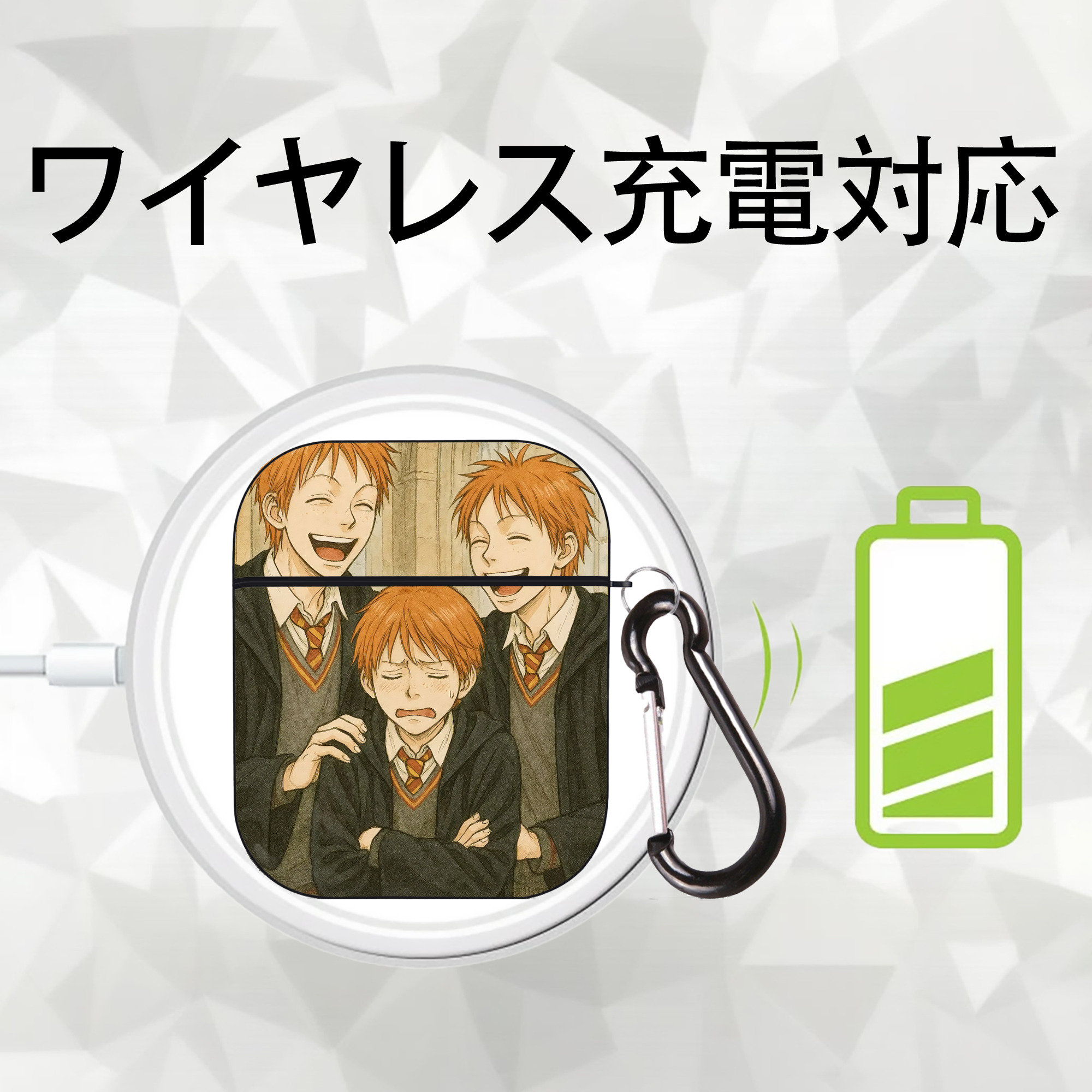 Harry Potter ハリー・ポッターシリーズ AirPods 第2世代保護ケース ハードシェル ブラック 耐衝撃・防指紋・カラビナ付き
