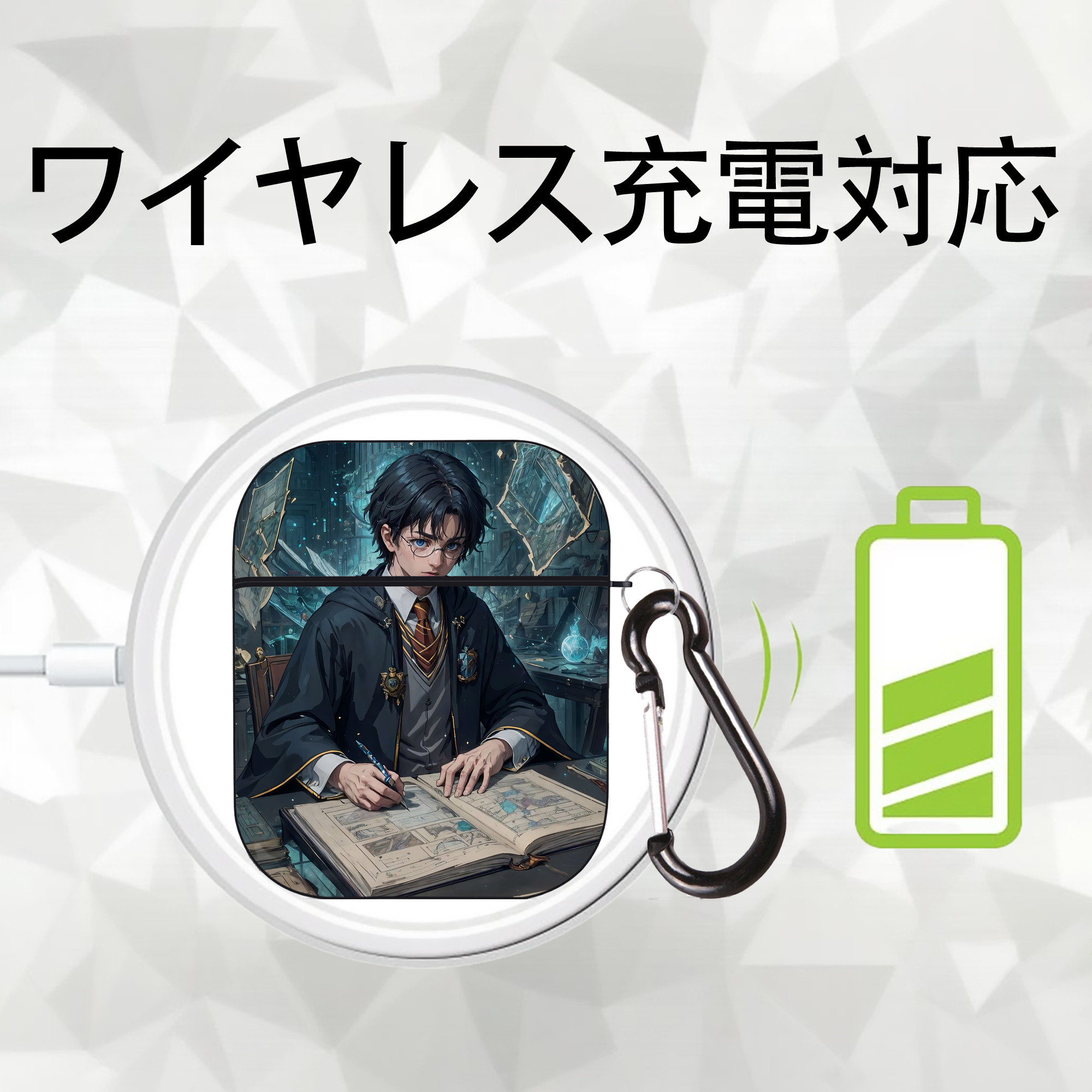 Harry Potter ハリー・ポッターシリーズ AirPods 第2世代保護ケース ハードシェル ブラック 耐衝撃・防指紋・カラビナ付き