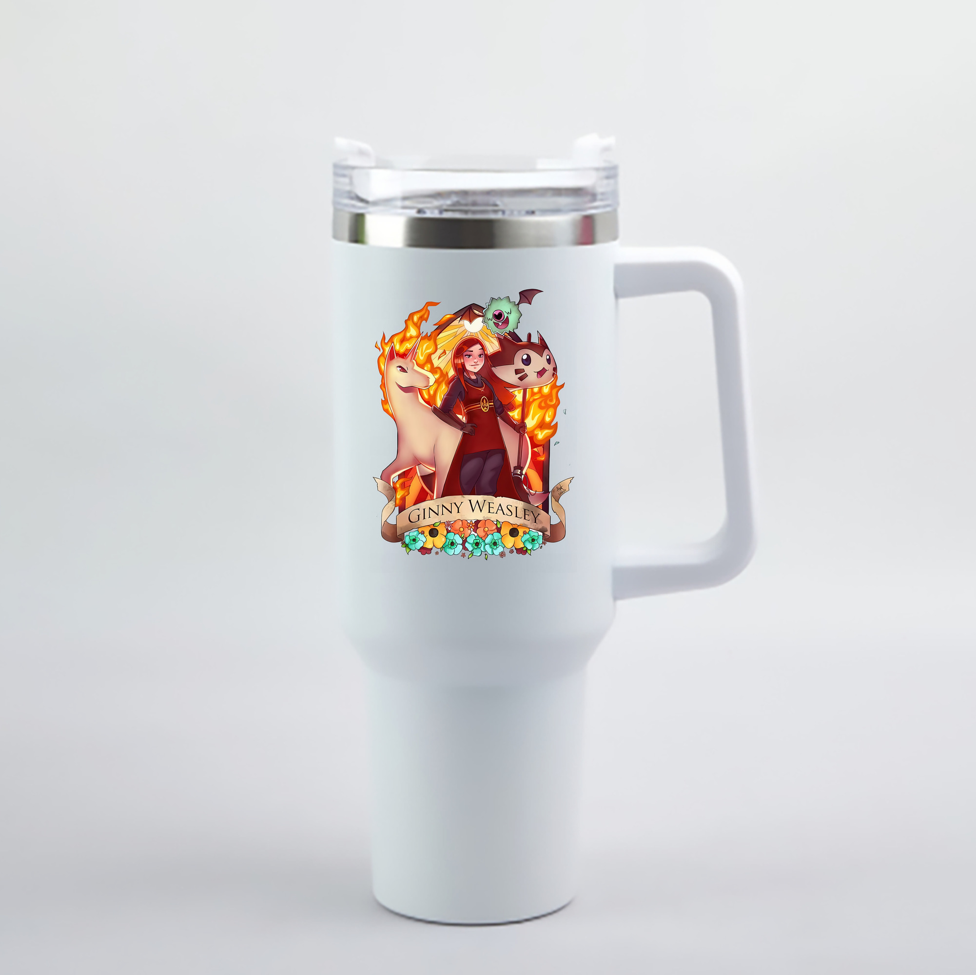 （画像用） Harry Potter ハリー・ポッターシリーズ 1200mL車用タンブラー - クリスタルステッカー（プラスチックストロー付き）