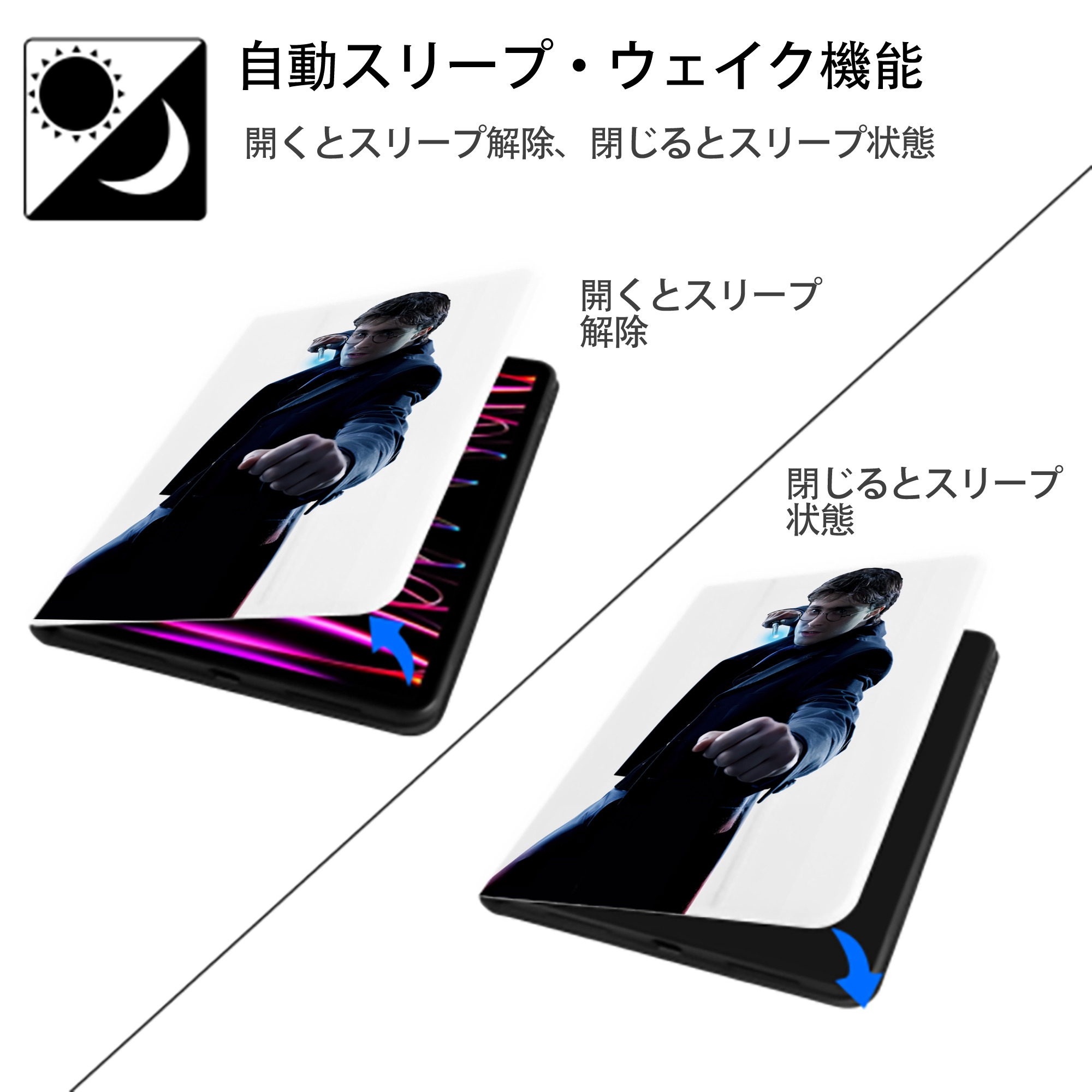 Harry Potter ハリー・ポッターシリーズ IPad ケース ペン収納付き 三つ折りスタンド PUレザー×シリコン 対応機種9.5/10.5/10.9インチ