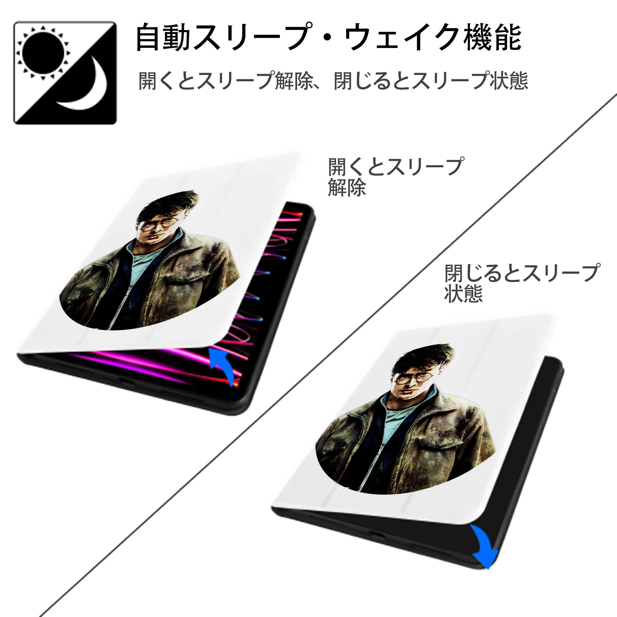 Harry Potter ハリー・ポッターシリーズ IPad ケース ペン収納付き 三つ折りスタンド PUレザー×シリコン 対応機種9.5/10.5/10.9インチ