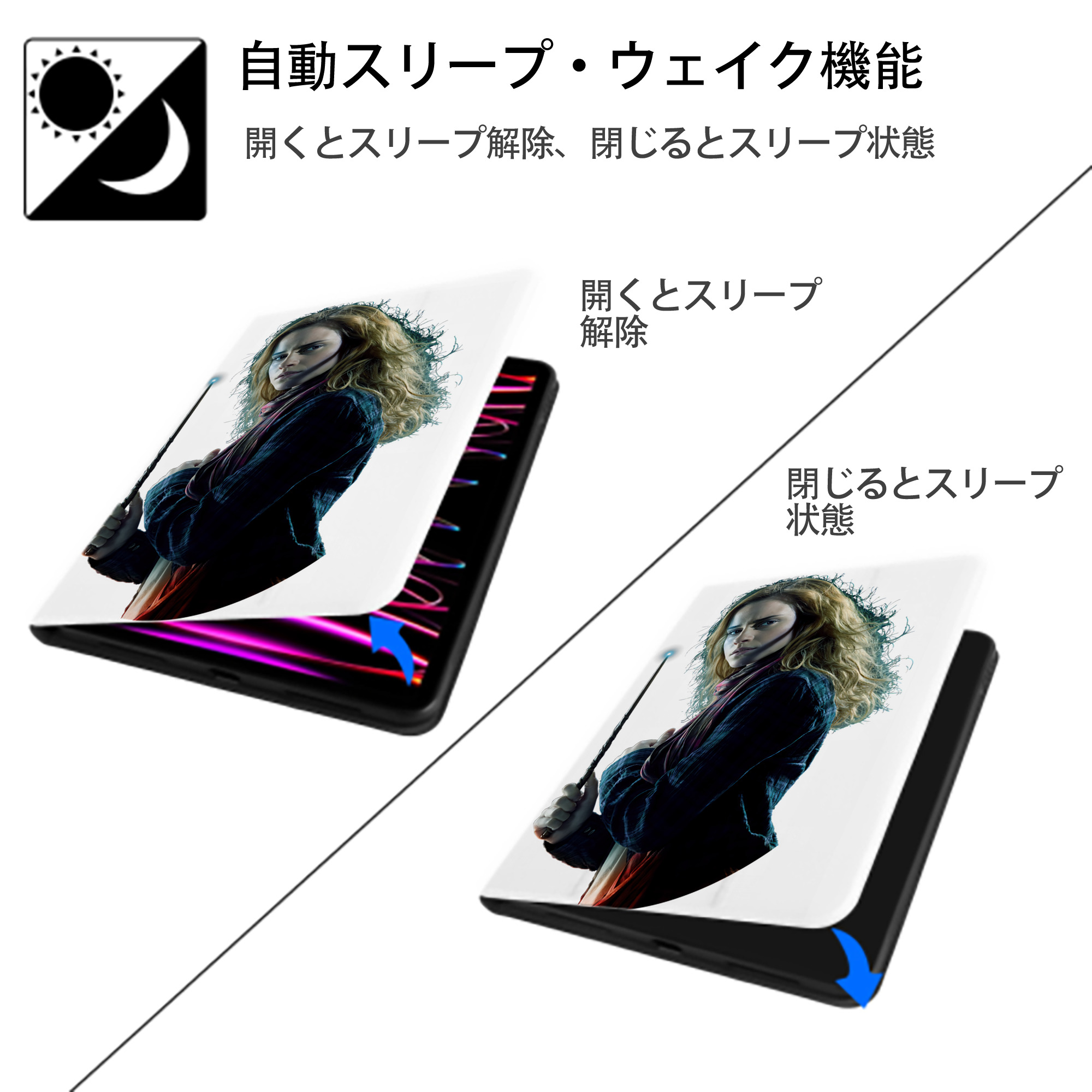 Harry Potter ハリー・ポッターシリーズ IPad ケース ペン収納付き 三つ折りスタンド PUレザー×シリコン 対応機種9.5/10.5/10.9インチ