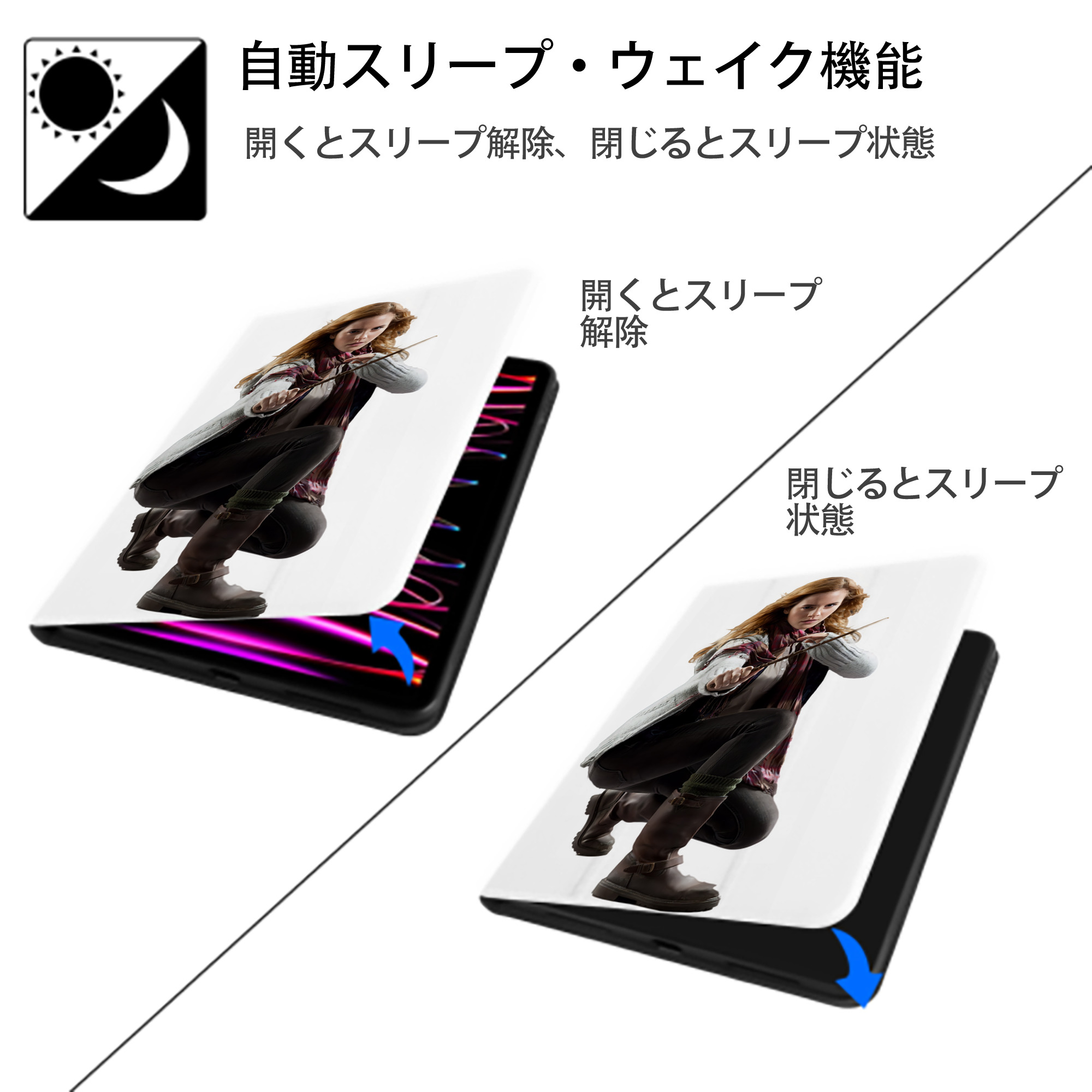 Harry Potter ハリー・ポッターシリーズ IPad ケース ペン収納付き 三つ折りスタンド PUレザー×シリコン 対応機種9.5/10.5/10.9インチ