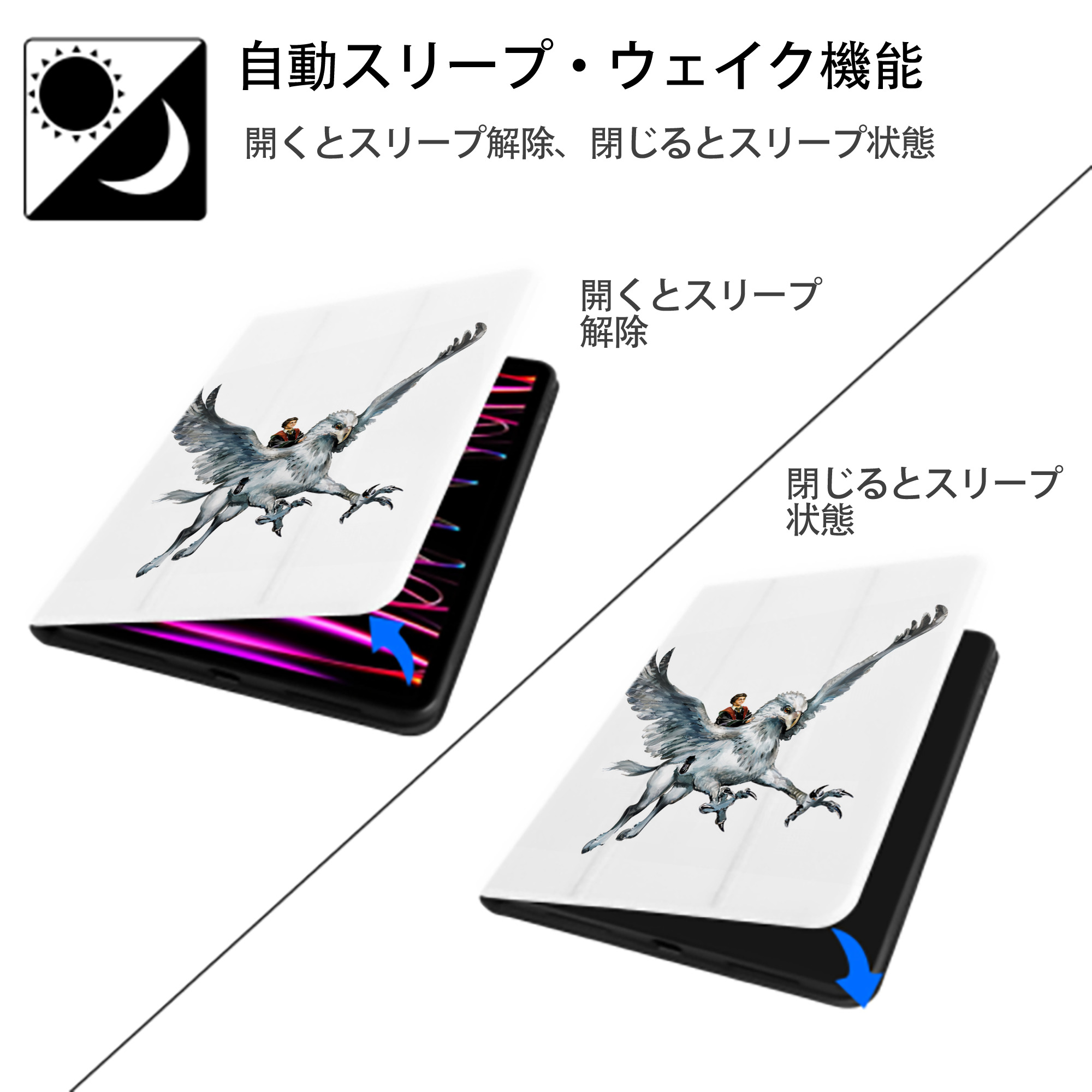 Harry Potter ハリー・ポッターシリーズ IPad ケース ペン収納付き 三つ折りスタンド PUレザー×シリコン 対応機種9.5/10.5/10.9インチ