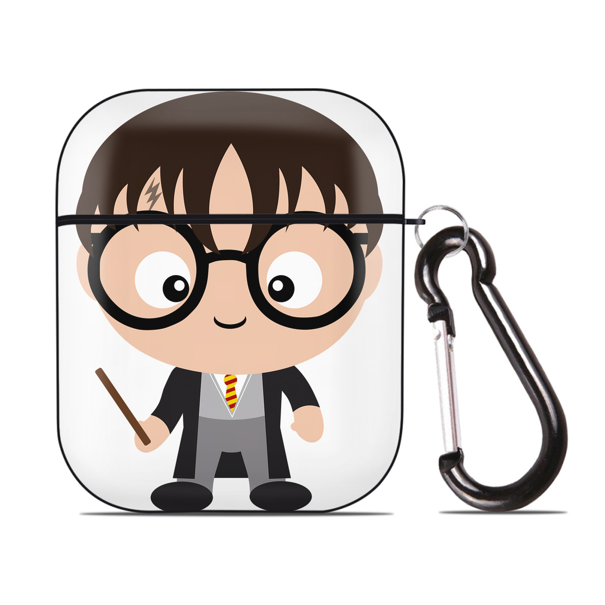 （画像用） Harry Potter ハリー・ポッターシリーズ AirPods 第2世代保護ケース ハードシェル ブラック 耐衝撃・防指紋・カラビナ付き