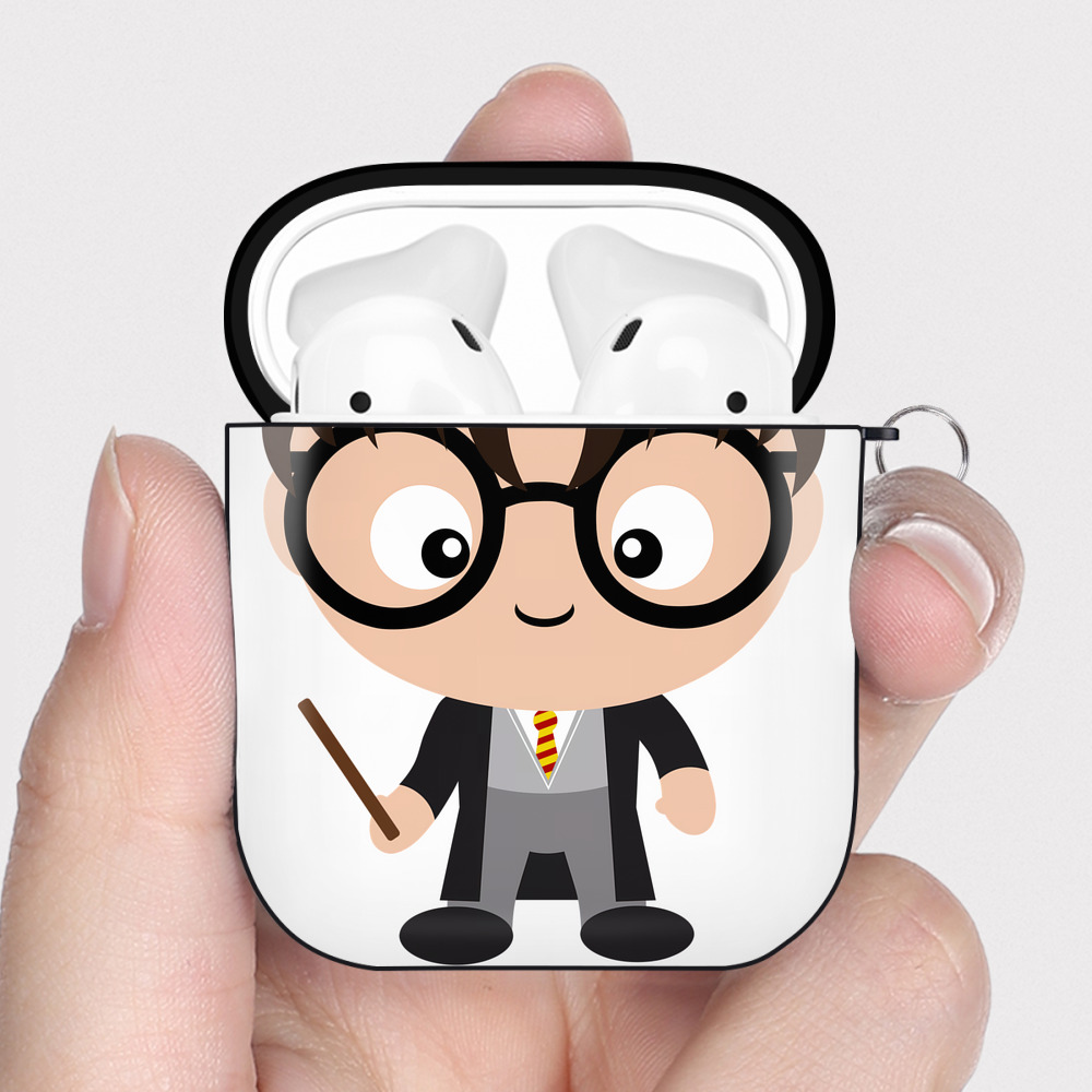 （画像用） Harry Potter ハリー・ポッターシリーズ AirPods 第2世代保護ケース ハードシェル ブラック 耐衝撃・防指紋・カラビナ付き