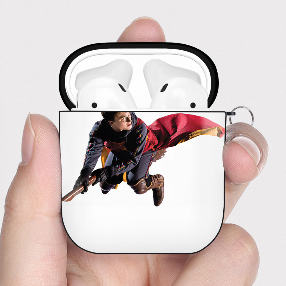 （画像用） Harry Potter ハリー・ポッターシリーズ AirPods 第2世代保護ケース ハードシェル ブラック 耐衝撃・防指紋・カラビナ付き