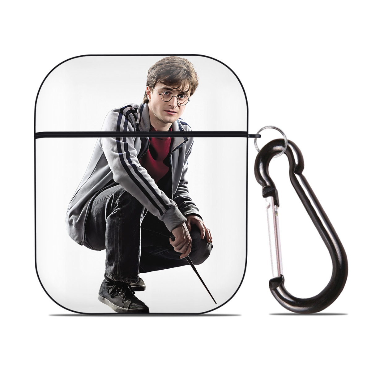 （画像用） Harry Potter ハリー・ポッターシリーズ AirPods 第2世代保護ケース ハードシェル ブラック 耐衝撃・防指紋・カラビナ付き