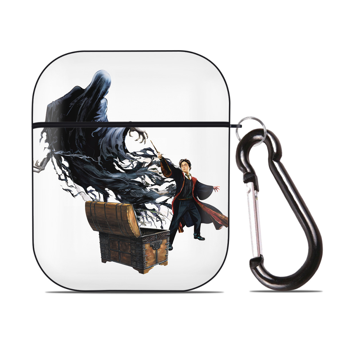 （画像用） Harry Potter ハリー・ポッターシリーズ AirPods 第2世代保護ケース ハードシェル ブラック 耐衝撃・防指紋・カラビナ付き