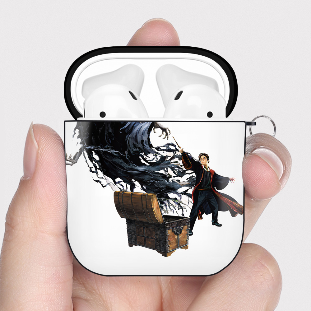（画像用） Harry Potter ハリー・ポッターシリーズ AirPods 第2世代保護ケース ハードシェル ブラック 耐衝撃・防指紋・カラビナ付き