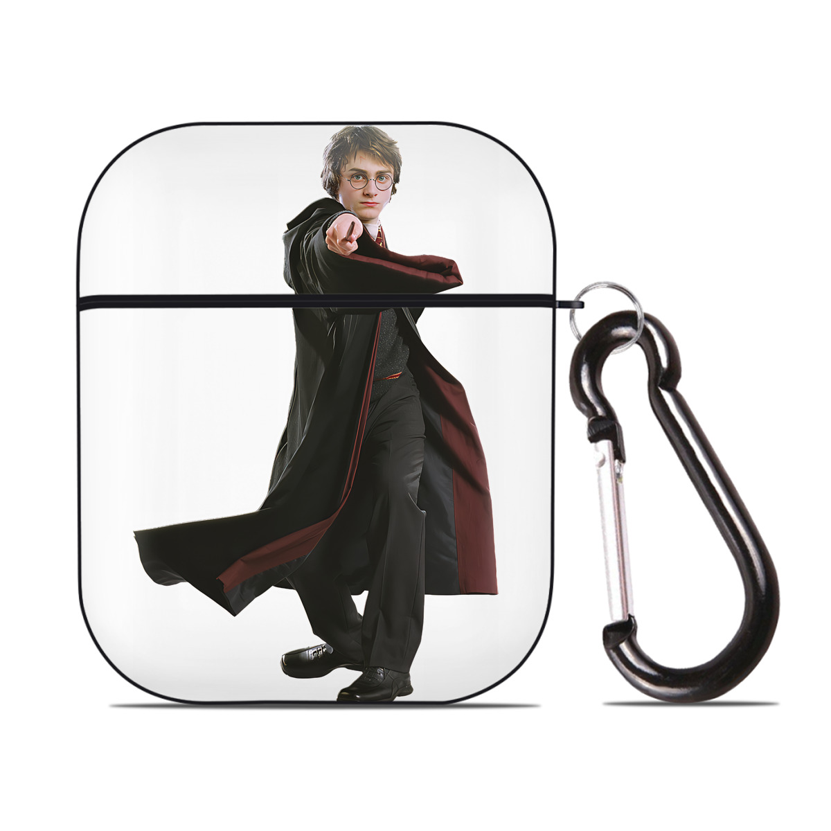 （画像用） Harry Potter ハリー・ポッターシリーズ AirPods 第2世代保護ケース ハードシェル ブラック 耐衝撃・防指紋・カラビナ付き