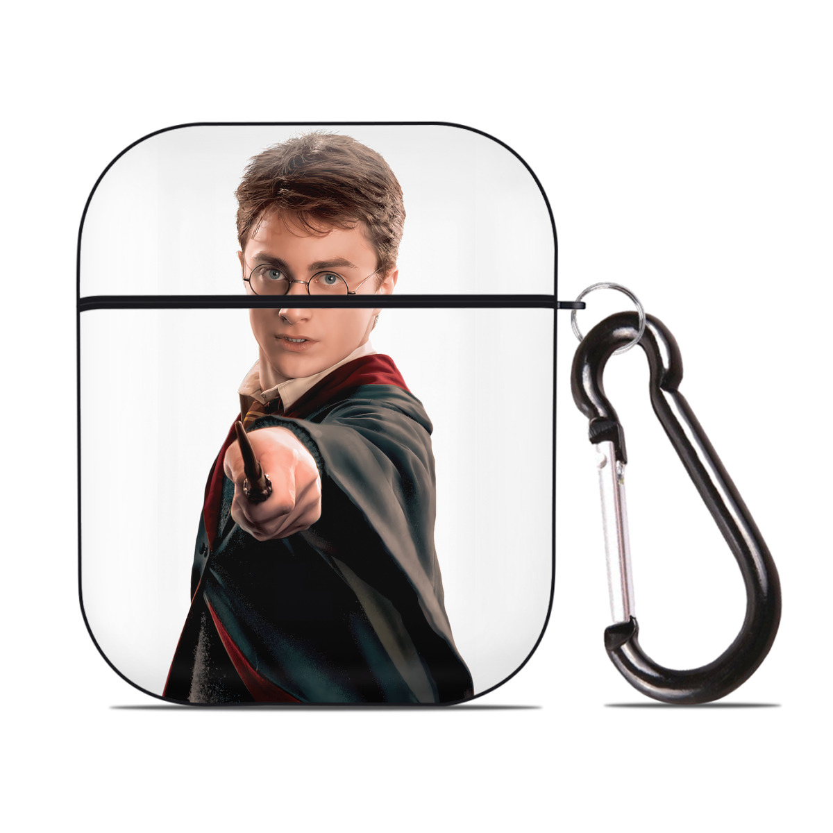 （画像用） Harry Potter ハリー・ポッターシリーズ AirPods 第2世代保護ケース ハードシェル ブラック 耐衝撃・防指紋・カラビナ付き