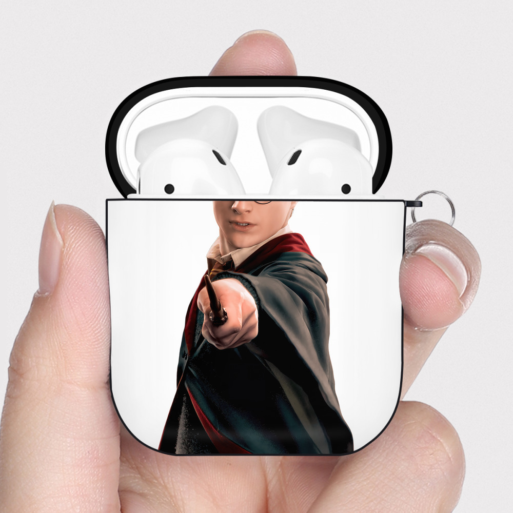 （画像用） Harry Potter ハリー・ポッターシリーズ AirPods 第2世代保護ケース ハードシェル ブラック 耐衝撃・防指紋・カラビナ付き