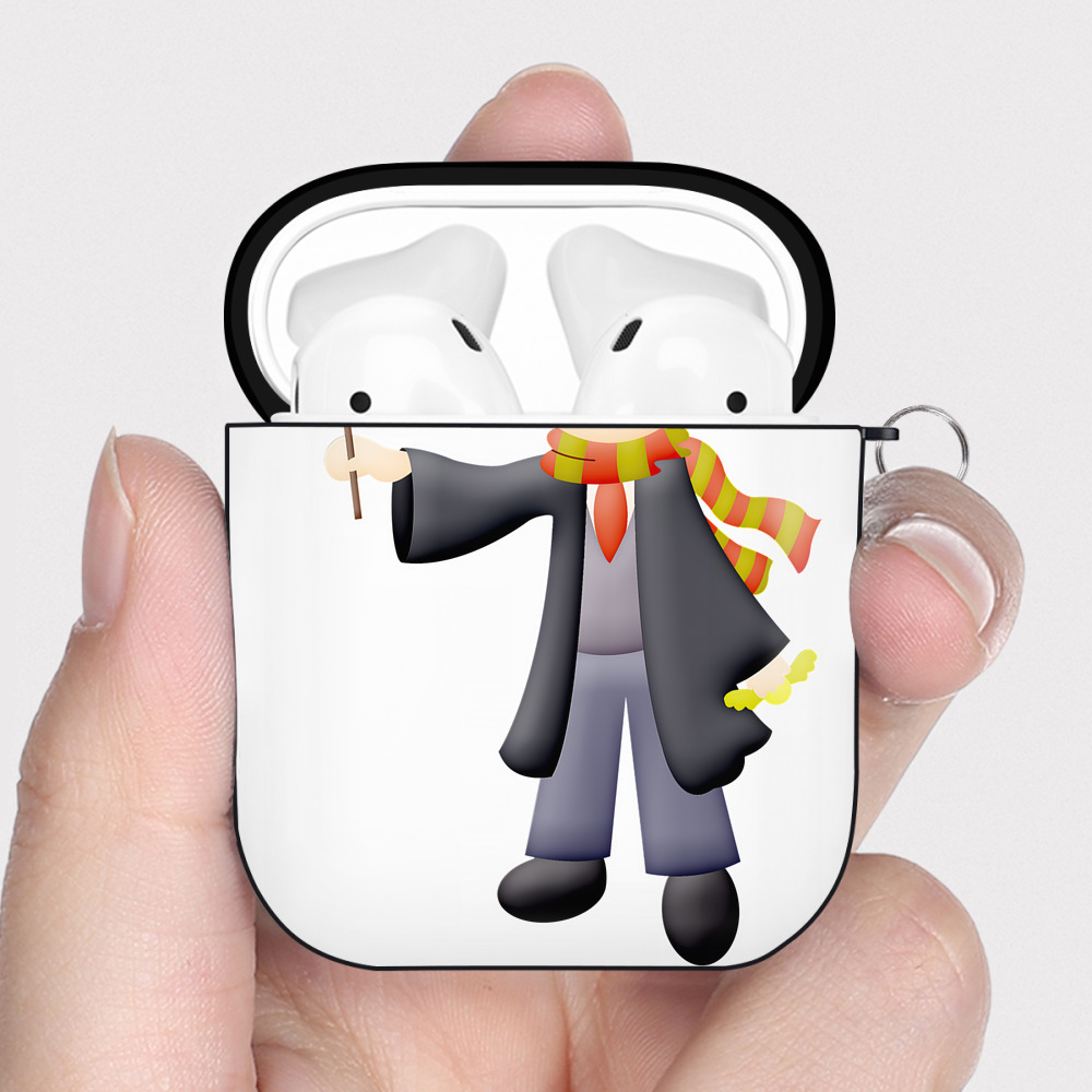 （画像用） Harry Potter ハリー・ポッターシリーズ AirPods 第2世代保護ケース ハードシェル ブラック 耐衝撃・防指紋・カラビナ付き