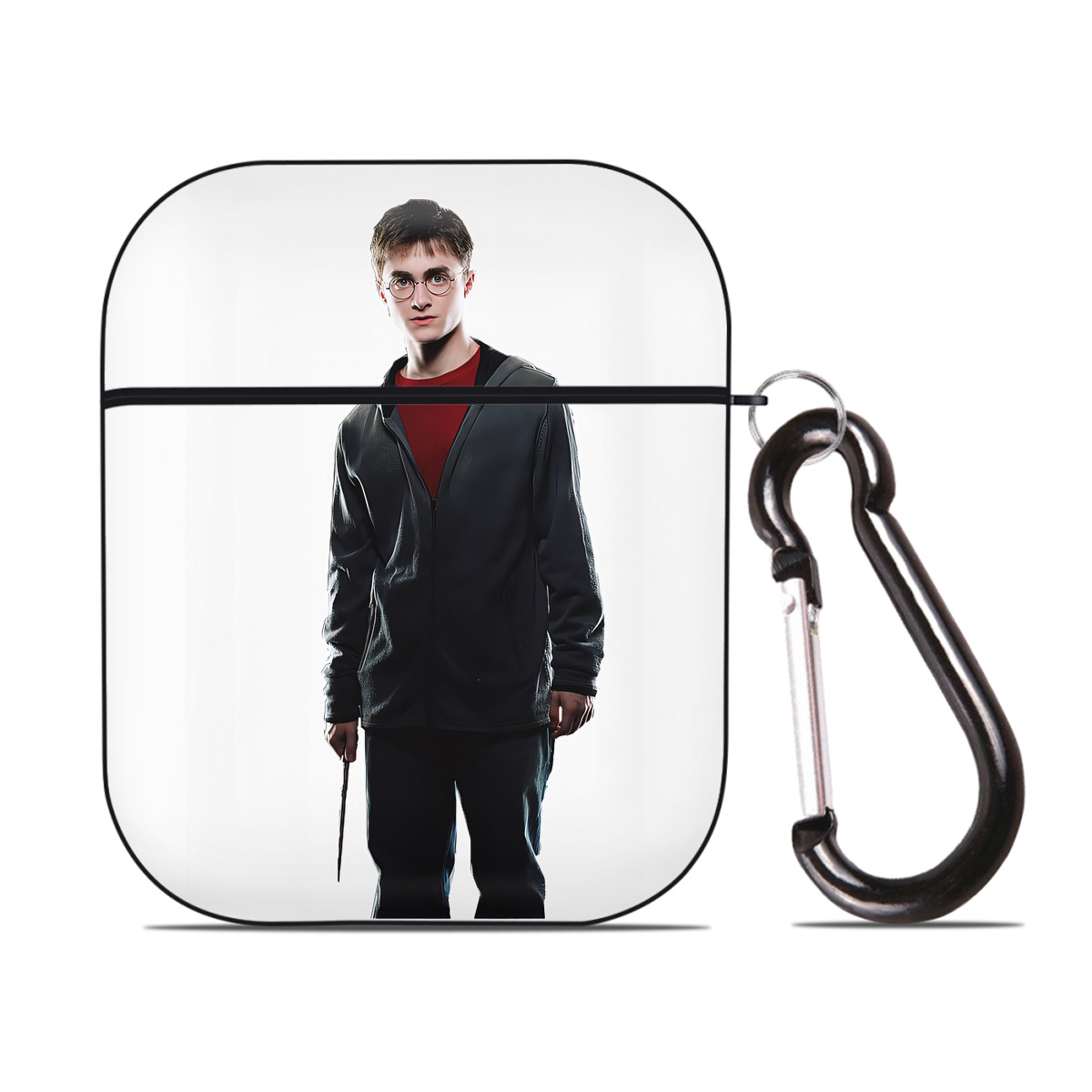 （画像用） Harry Potter ハリー・ポッターシリーズ AirPods 第2世代保護ケース ハードシェル ブラック 耐衝撃・防指紋・カラビナ付き