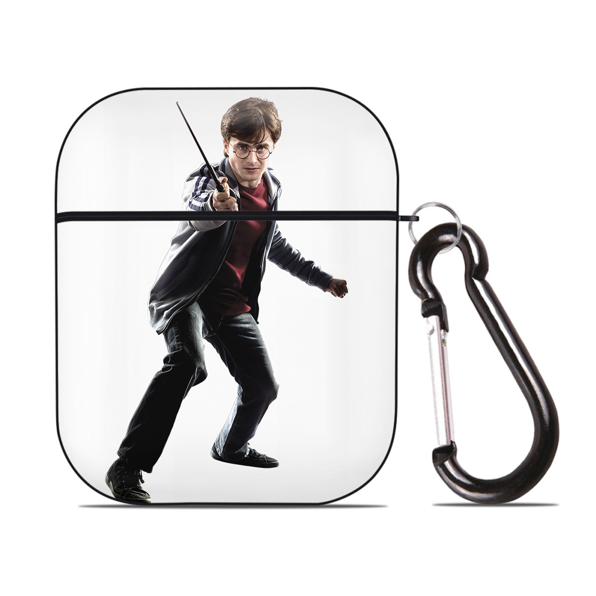 （画像用） Harry Potter ハリー・ポッターシリーズ AirPods 第2世代保護ケース ハードシェル ブラック 耐衝撃・防指紋・カラビナ付き