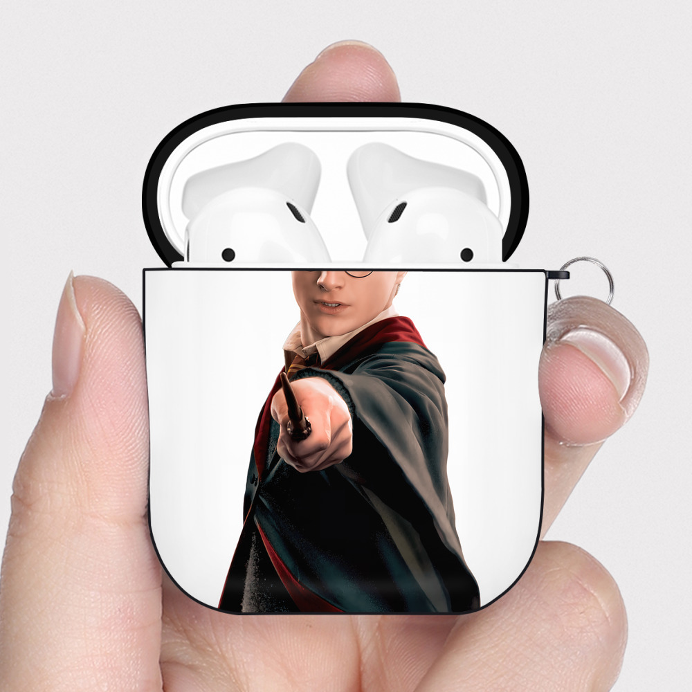 （画像用） Harry Potter ハリー・ポッターシリーズ AirPods 第2世代保護ケース ハードシェル ブラック 耐衝撃・防指紋・カラビナ付き