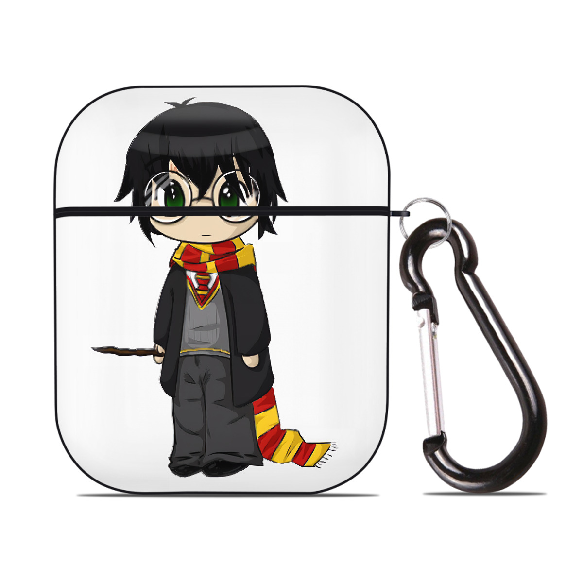 （画像用） Harry Potter ハリー・ポッターシリーズ AirPods 第2世代保護ケース ハードシェル ブラック 耐衝撃・防指紋・カラビナ付き