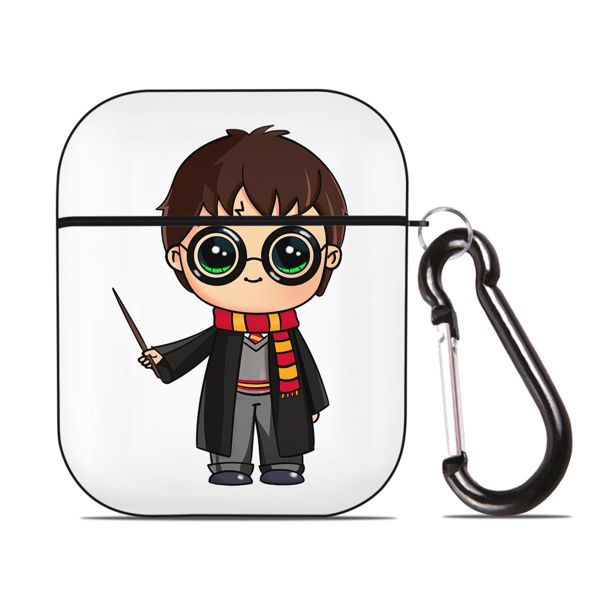 （画像用） Harry Potter ハリー・ポッターシリーズ AirPods 第2世代保護ケース ハードシェル ブラック 耐衝撃・防指紋・カラビナ付き