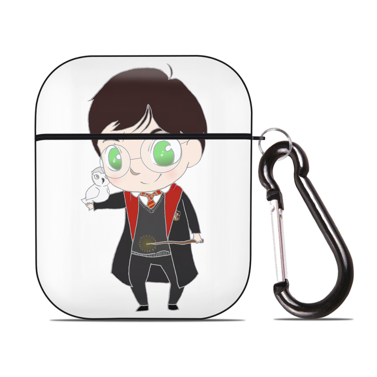 （画像用） Harry Potter ハリー・ポッターシリーズ AirPods 第2世代保護ケース ハードシェル ブラック 耐衝撃・防指紋・カラビナ付き