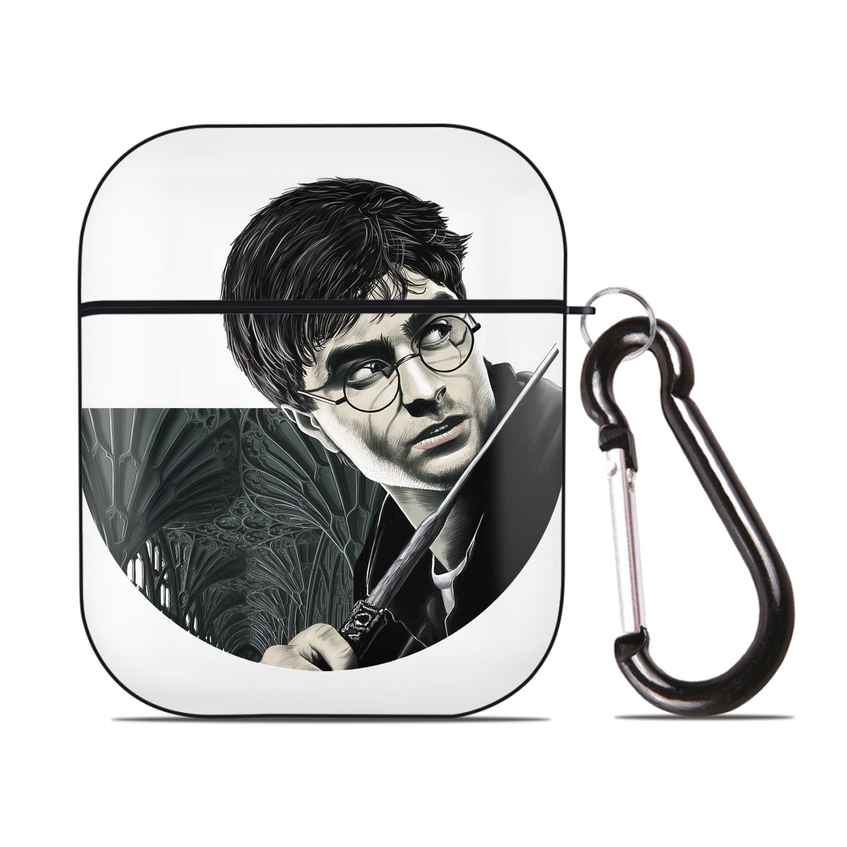 （画像用） Harry Potter ハリー・ポッターシリーズ AirPods 第2世代保護ケース ハードシェル ブラック 耐衝撃・防指紋・カラビナ付き