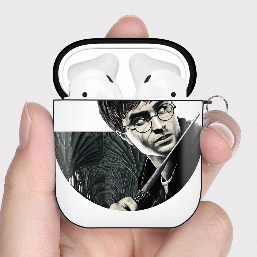 （画像用） Harry Potter ハリー・ポッターシリーズ AirPods 第2世代保護ケース ハードシェル ブラック 耐衝撃・防指紋・カラビナ付き