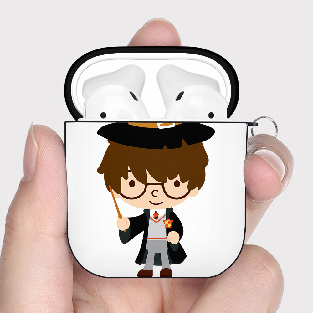 （画像用） Harry Potter ハリー・ポッターシリーズ AirPods 第2世代保護ケース ハードシェル ブラック 耐衝撃・防指紋・カラビナ付き
