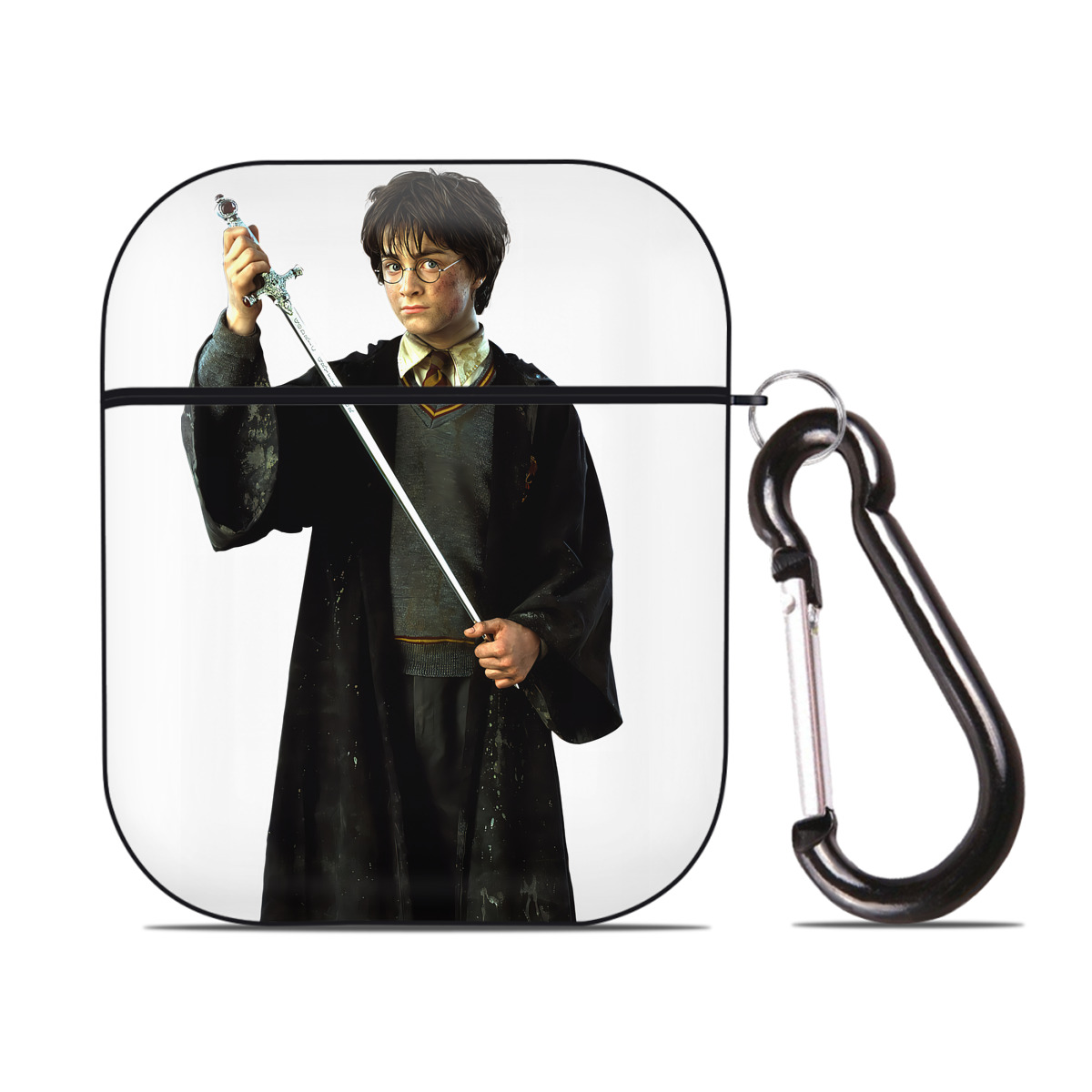 （画像用） Harry Potter ハリー・ポッターシリーズ AirPods 第2世代保護ケース ハードシェル ブラック 耐衝撃・防指紋・カラビナ付き