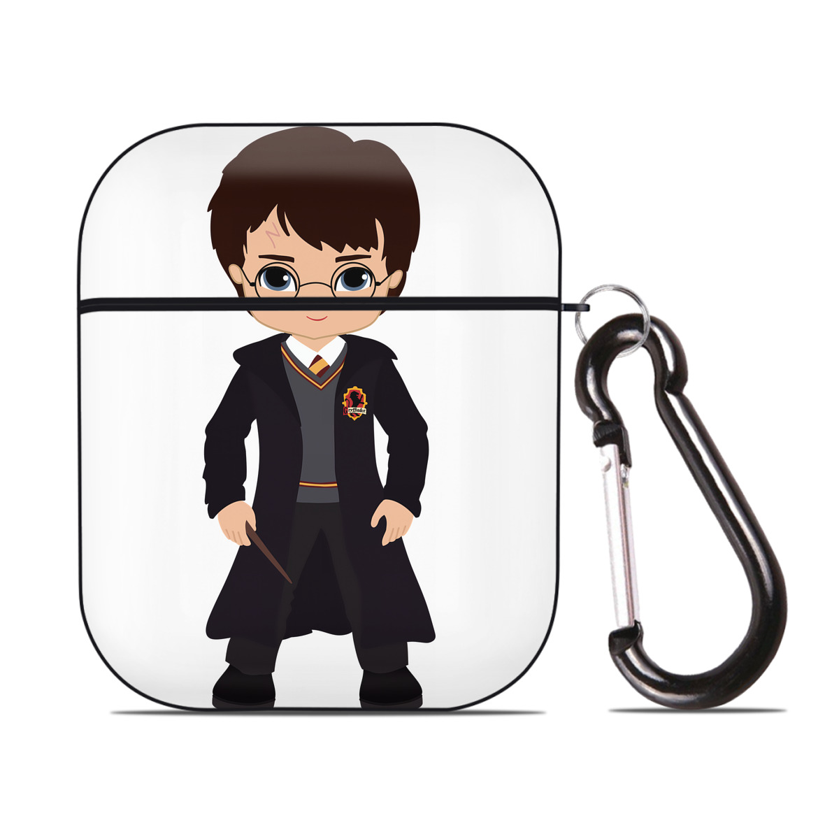 （画像用） Harry Potter ハリー・ポッターシリーズ AirPods 第2世代保護ケース ハードシェル ブラック 耐衝撃・防指紋・カラビナ付き