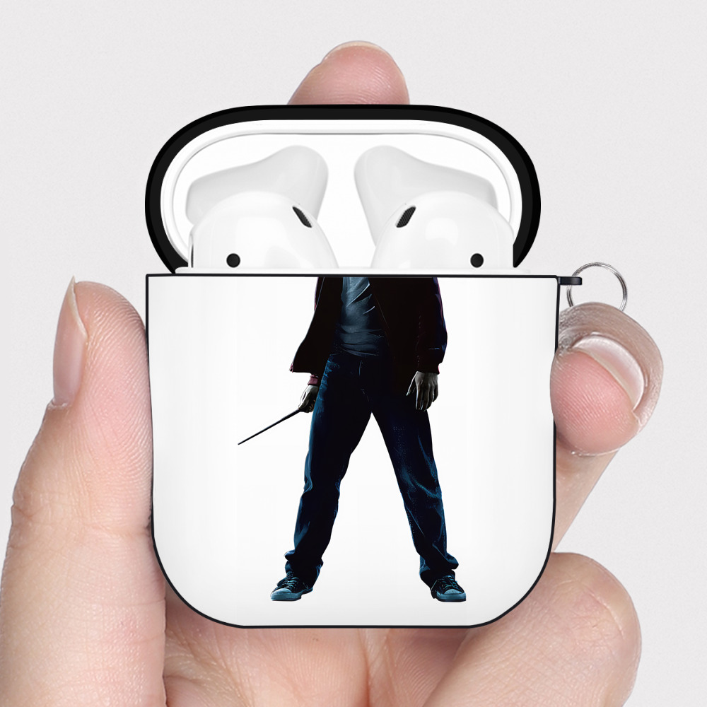 （画像用） Harry Potter ハリー・ポッターシリーズ AirPods 第2世代保護ケース ハードシェル ブラック 耐衝撃・防指紋・カラビナ付き